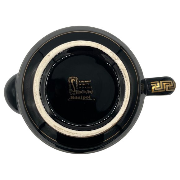 24kt Gold Kratimenos Teapot Black Made In Greece 7” Tall - Picture 7 of 10